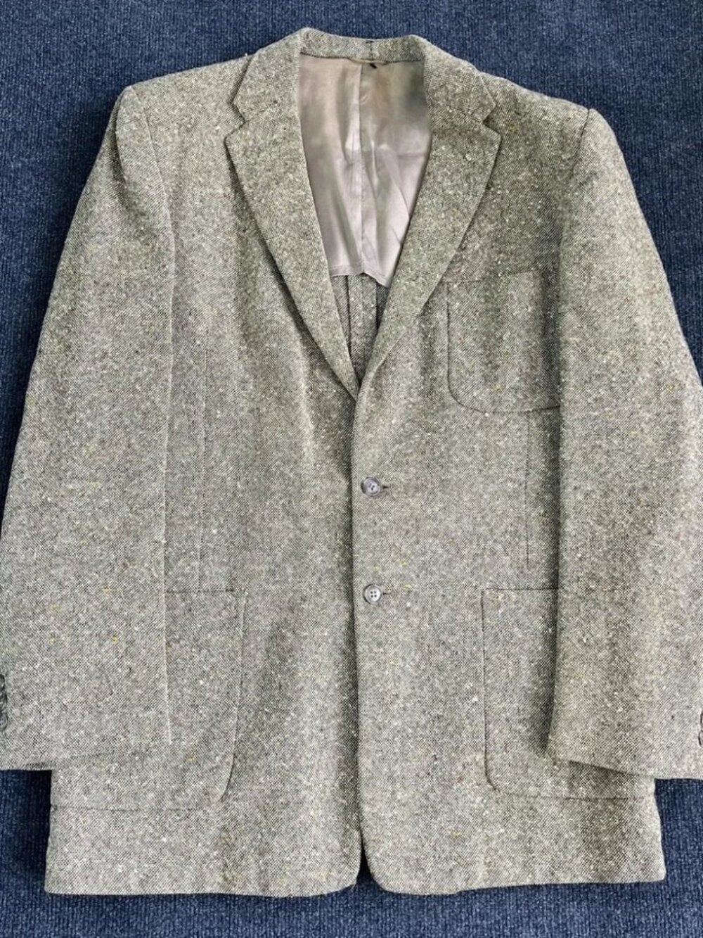 Vintage Fashion Tailored Clothes Blazer Mens 40 Gray Tweed Sport‎ Coat Jacket